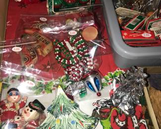 Items Located In The Living Room ~ Table Full Of Vintage Christmas Decor