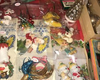 Items Located In The Living Room ~ Table Full Of Vintage Christmas Decor