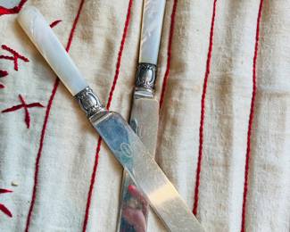 Mother of Pearl Sterling Knife Set