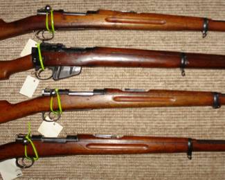 1904 Mauser, 1948 Lee Enfield, 1899 Swedish Mauser, 1900 Swedish Mauser