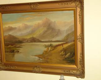 Landscape oil painting by Sidney Hooper, "The Highland River"