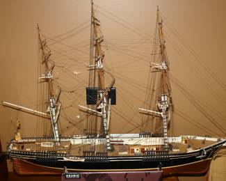 Wood ship with intricate rigging