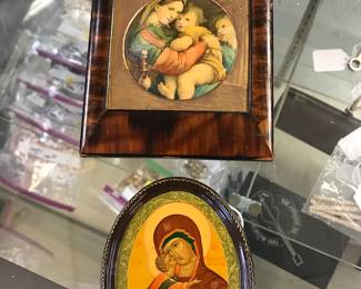 Miniature framed Religious images - one is colloid 