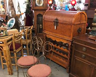 Embossed Leather dome bar and wine rack with original hardware.  Definately a statement piece.