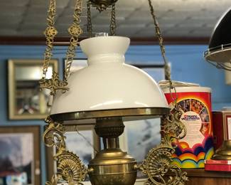 Love this Victorian Chandelier... has been electrified.  Beautiful filigree handing