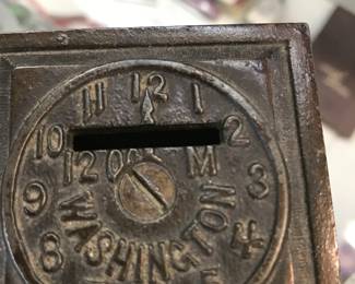 World cast Iron Paper insert Bank - rare