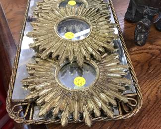 Love these mirror and gold ornaments