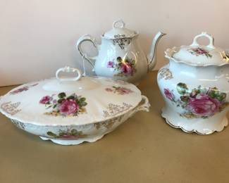 German/Braverian Casserole Dish, Teapot and Biscuit Jar.  Sold as a set