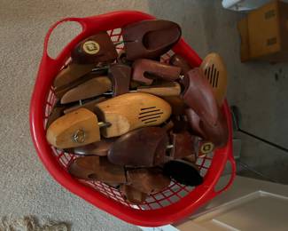 BASKET OF SHOE STRETCHERS.