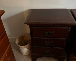 A PAIR OF THESE MAHOGANY BEDSIDE TABLES.