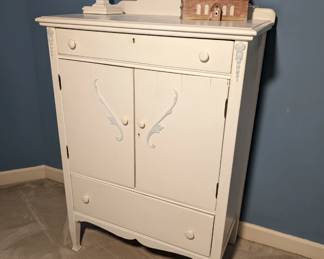 Painted Armoire (White w/ Light Blue Accents)