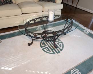 Wrought Iron and Glass Coffee Table