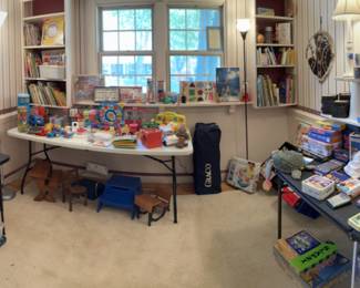 The toy room! Wonderful things from a former teacher. Legos, puzzles, musical instruments, books, games,