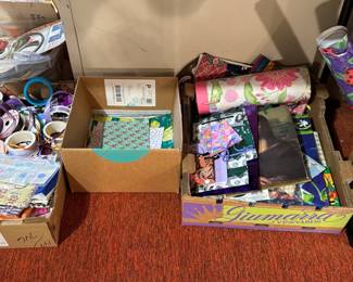 Seasonal gift wrap, bags and ribbon