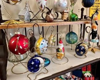 Beautiful blown glass ornaments - most never used and with original tags