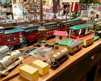 Vintage Lionel engines, cars, and accessories. Priced separately.