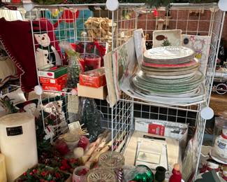 Holiday entertaining supplies, candles, decor