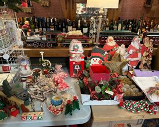 Never used centerpieces from Ladue Florist, candles. Bachmann Christmas Train with all of the track, transformer etc.