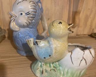 Mid century Chick pitcher and chick planter