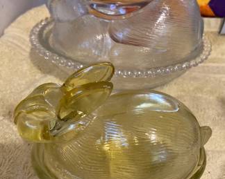 Covered rabbit candy dishes 