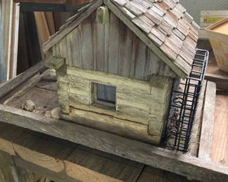 Handmade birdhouse and feeder