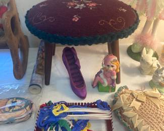 Needlepoint foot stool 