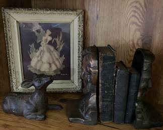 Cast iron deer - old books