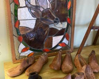 Stained glass and some shoe forms