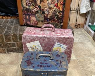 Vintage suitcases - painted and decoupaged