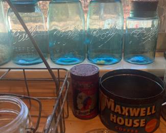 Old blue canning jars