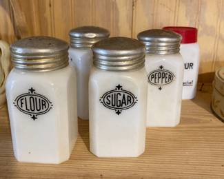 Vintage milk glass shakers 