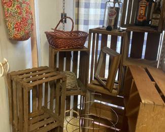 Old crates. Some have advertising