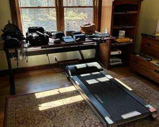 "NextDesk" standing desk with LifeSpan under desk treadmill