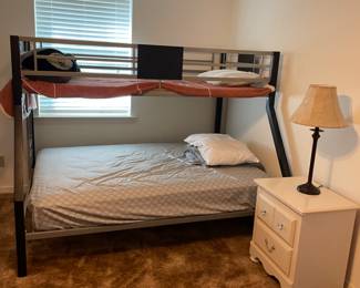 Twin over full bunk bed. $250.00                                                              White Nightstand $65.00