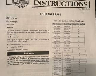 Harley Davidson Touring Seat. $100.00