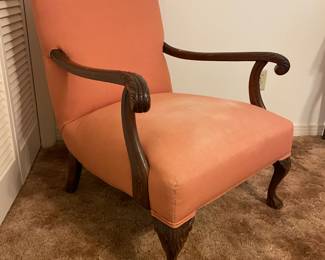 Coral Occasional Chair, claw feet and detailed arm rests. 28”w 30”d 33.5”t
$ 50.00
