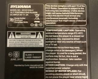 Sylvania portable color DVD player 
$65.00