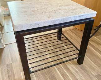 Stone and Metal End Table
