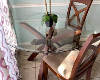 Glass Top Kitchen Table with 4 chairs (need reupholstered)