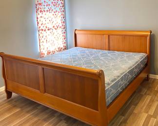 King Size Wood Sleigh Bed with mattress