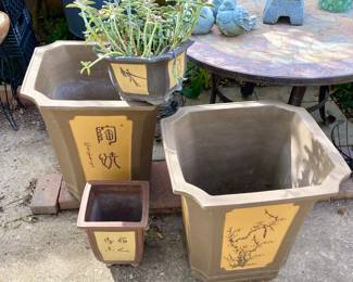 Vintage Japanese Square Clay Pots