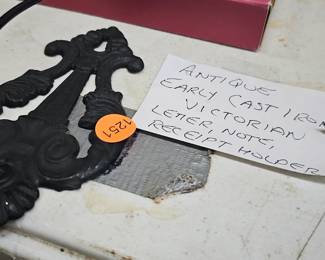 ANTIQUE EARLY CAST IRON VICTORIAN LETTER/ NOTE HOLDER