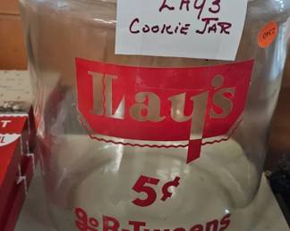 GLASS LAY'S COOKIE JAR VINTAGE