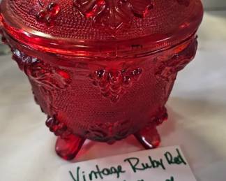 ruby red leaf/grape dish
