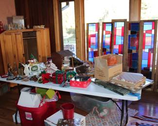 Christmas, Nativities from several countries, several unique chess sets, and beautiful stained glass from the Wellshire Presbyterian church (off Colorado Blvd) $200-300