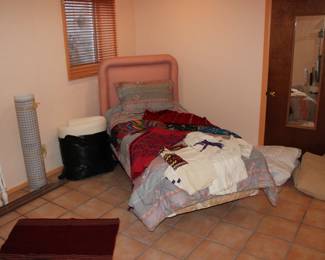 Twin Bed, Twin bed frame, linens