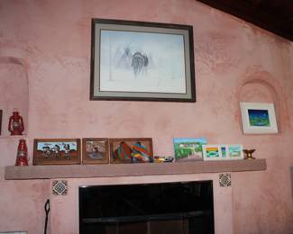 Hand painted Navajo tiles, Native American and Spanish style art.