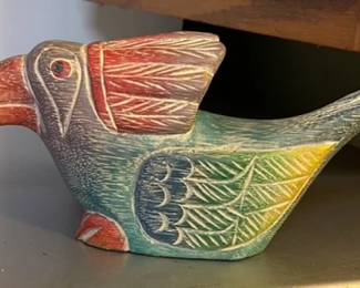 Wooden Colorful Toucan Bird Figurine Hand Carved Folk Art