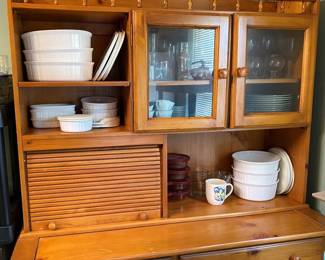 close up of Hoosier Buffet.    Is that Corning Ware in the picture??? Yep.