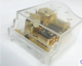 Vintage Sankyo Lucite & Gold Piano Music Box; Plays "Memory" from CATS.